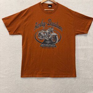 Harley Davidson Shirt Mens XL Burnt Orange Motorcycle Chopper Gear Parts Wing